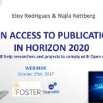 Conteúdos do Webinar OpenAIRE sobre “Open Access to publications in H2020” Conteúdos do Webinar OpenAIRE sobre “Open Access to publications in H2020”